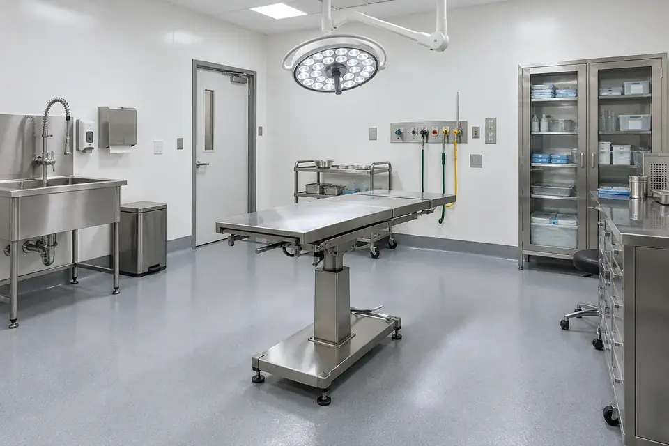 Animal surgery table in a laboratory procedure room