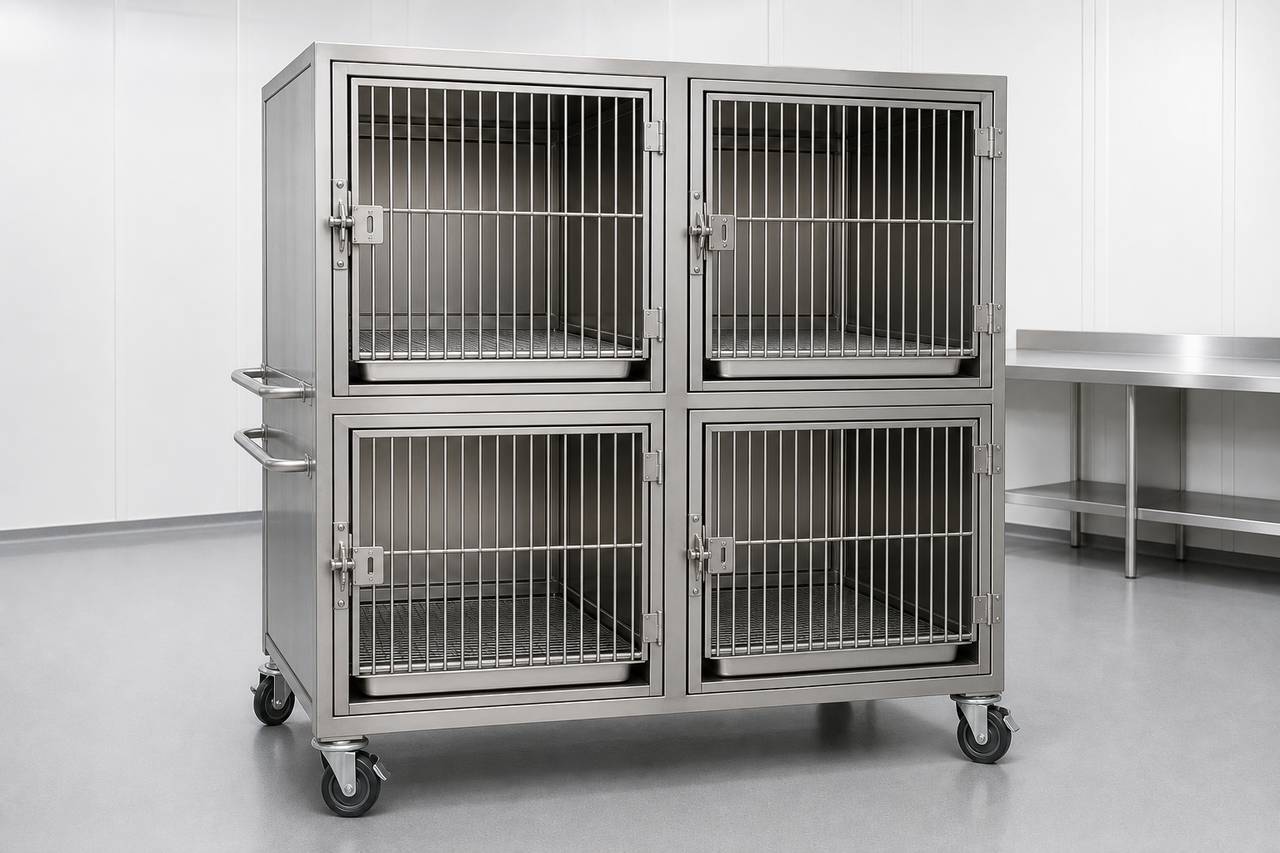 Four Unit Non Human Primate Housing Cage overall equipment view