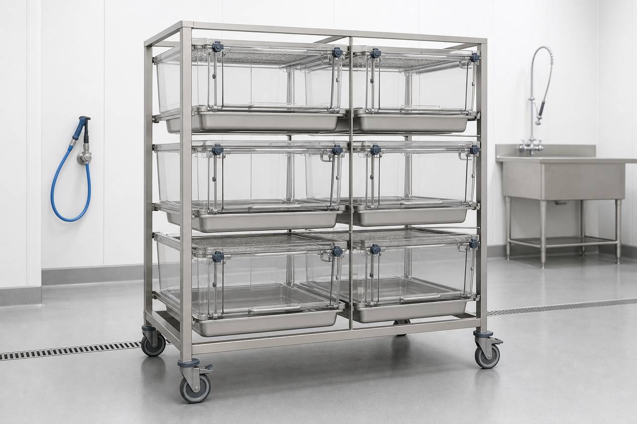 Guinea Pig Housing Rack for Wash Down Use overall equipment view