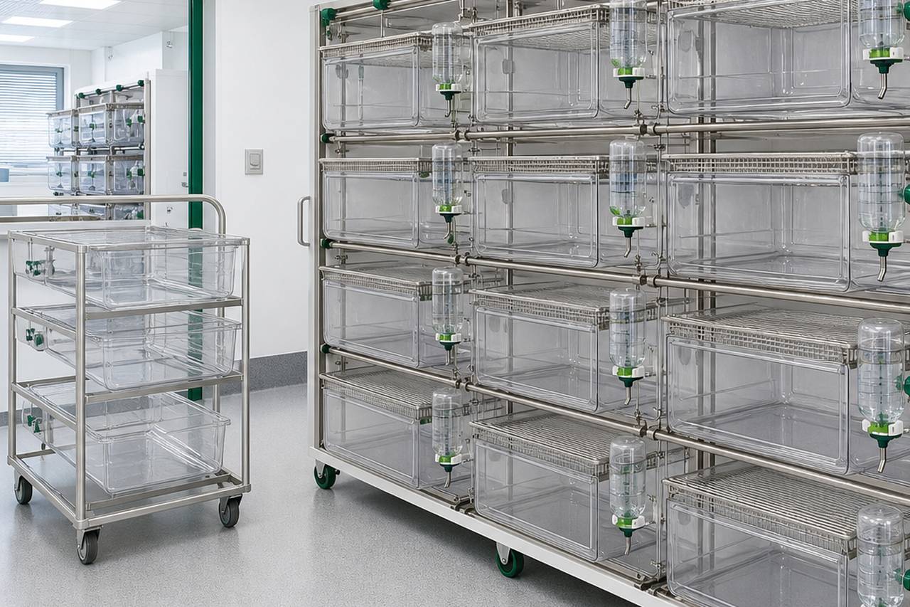 Guinea Pig IVC Housing Cage for External Bottle Use use context