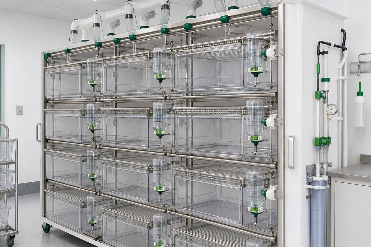 Guinea Pig IVC Housing Cage for External Bottle Use room layout context