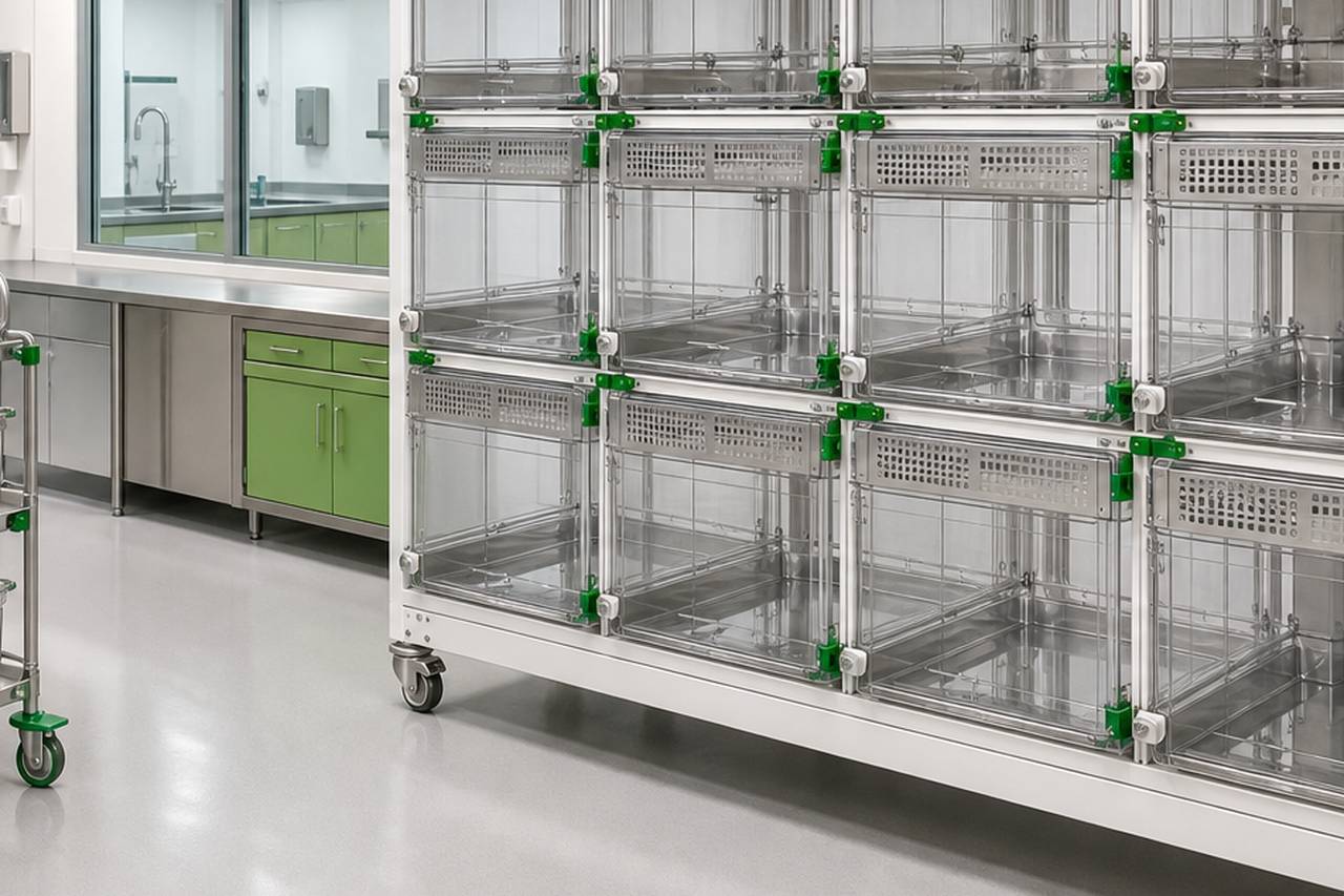 Guinea Pig IVC Housing Cage configuration and interface detail
