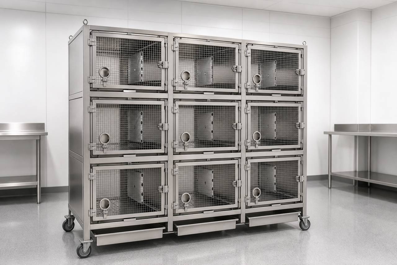 Modular Non Human Primate Housing Cage overall equipment view