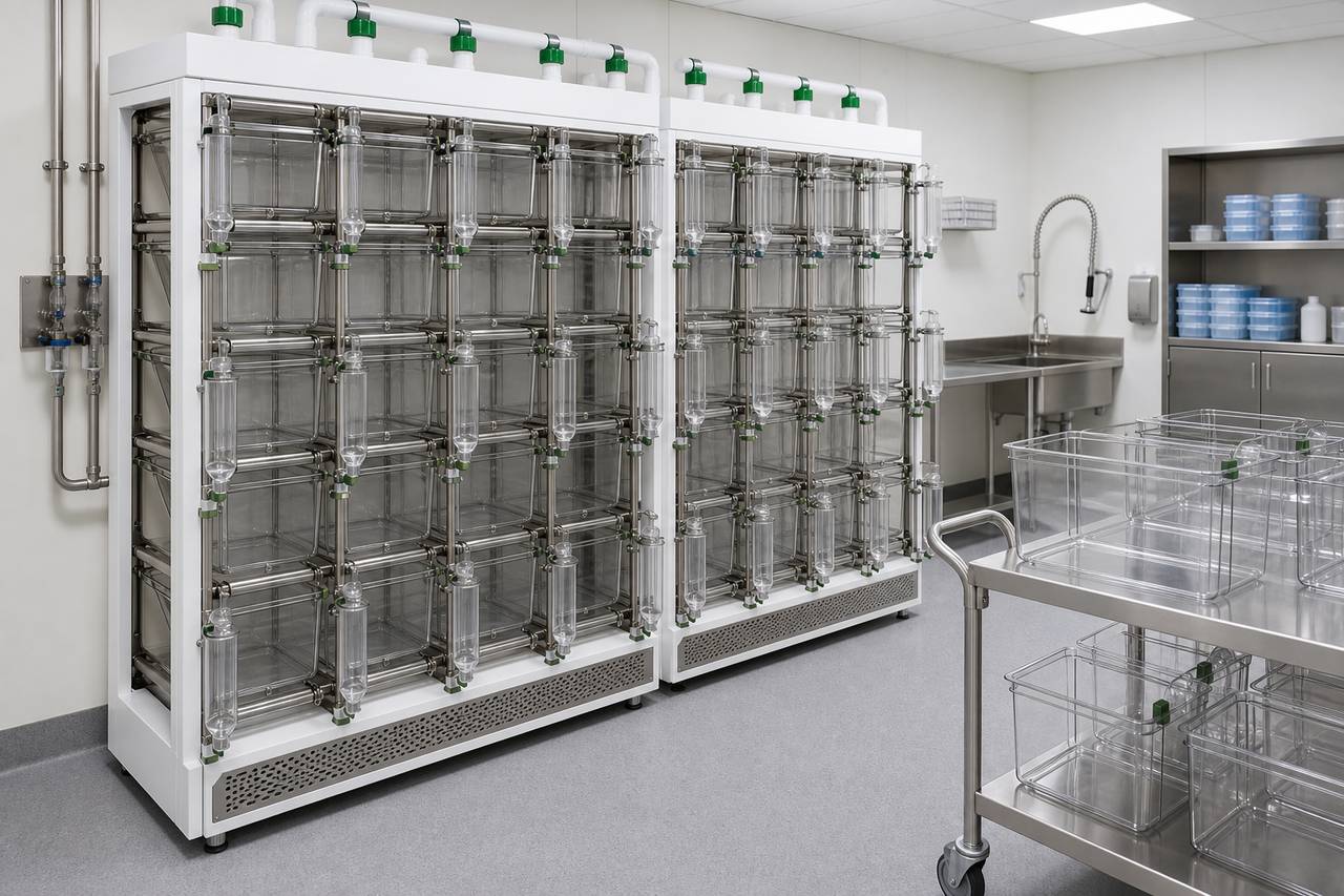 Mouse and Rat IVC Housing Cage for External Bottle Use overall equipment view
