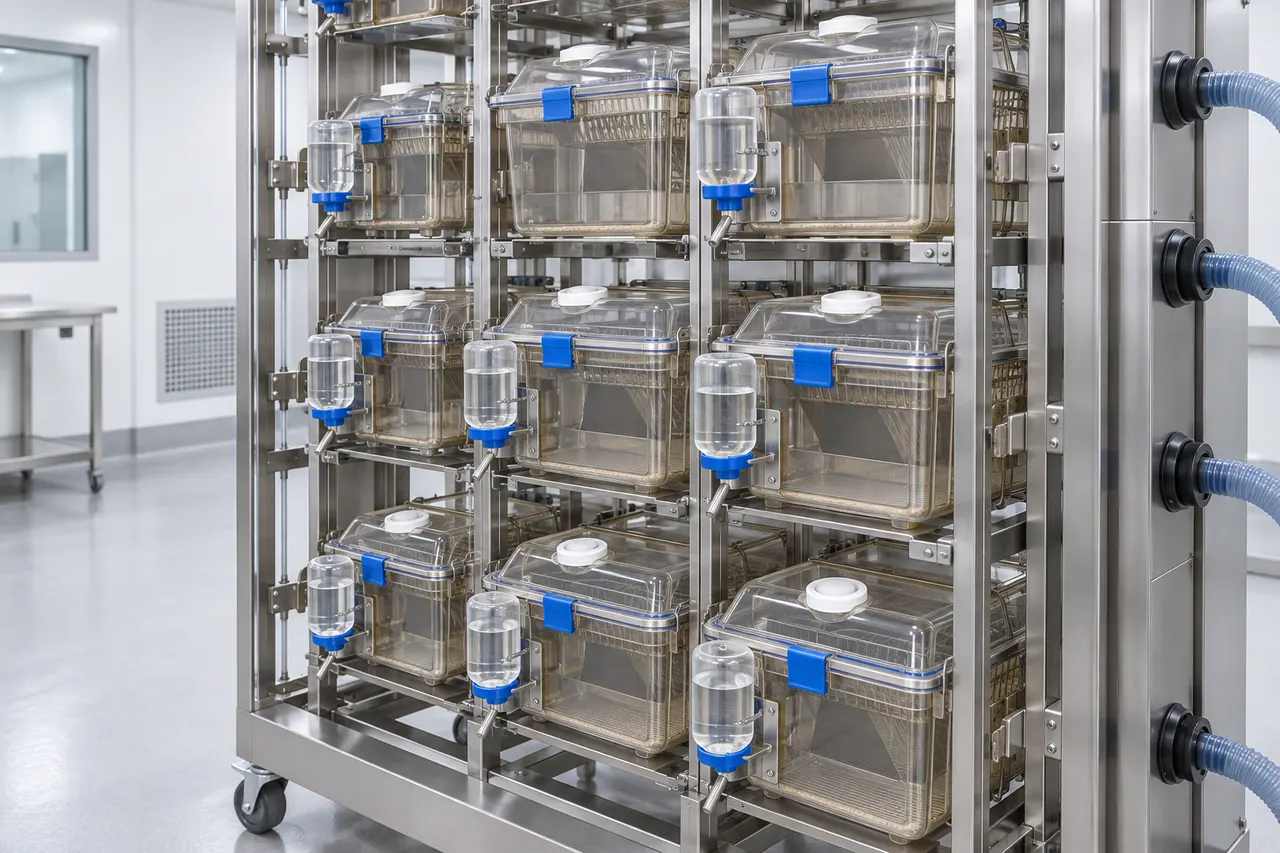 Mouse and Rat IVC Housing Cage for External Bottle Handling core structure and configuration view