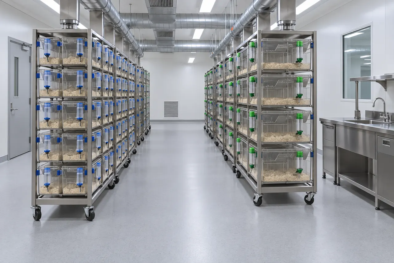 Mouse and Rat IVC Housing Cage for External Bottle Handling room layout and configuration reference