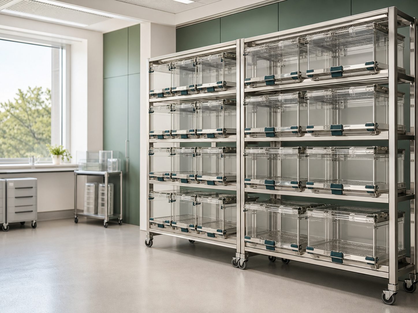 Mouse and Rat IVC Housing Cage mixed-size rack overview