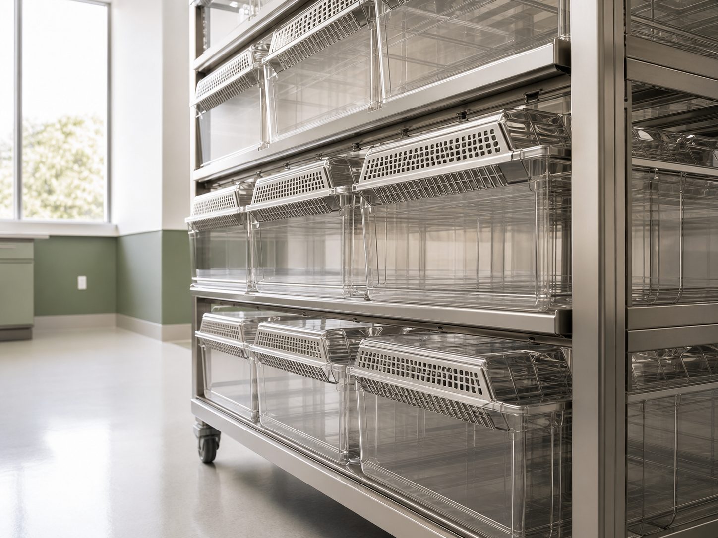 Mouse and Rat IVC Housing Cage rack side view