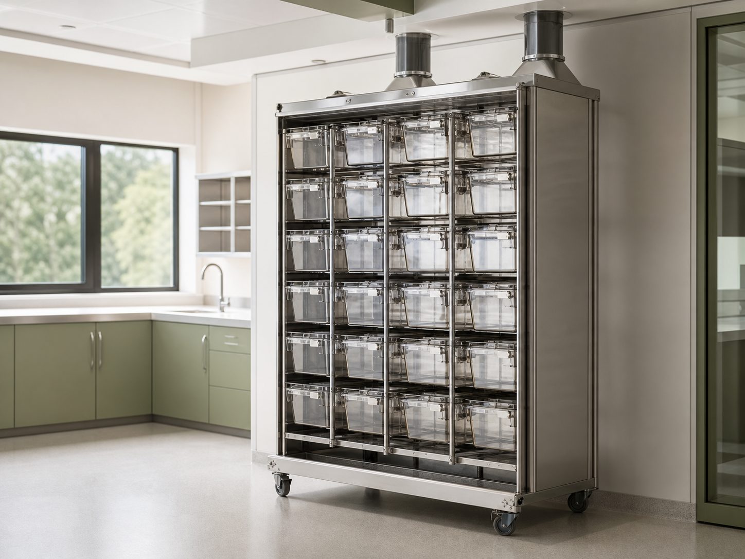Mouse Central Exhaust Ventilated Cage System overall equipment view