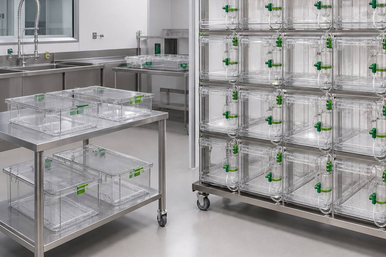 Mouse IVC Housing Cage for External Bottle Use use context