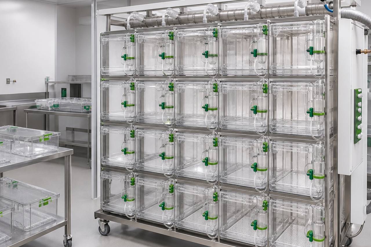 Mouse IVC Housing Cage for External Bottle Use room layout context