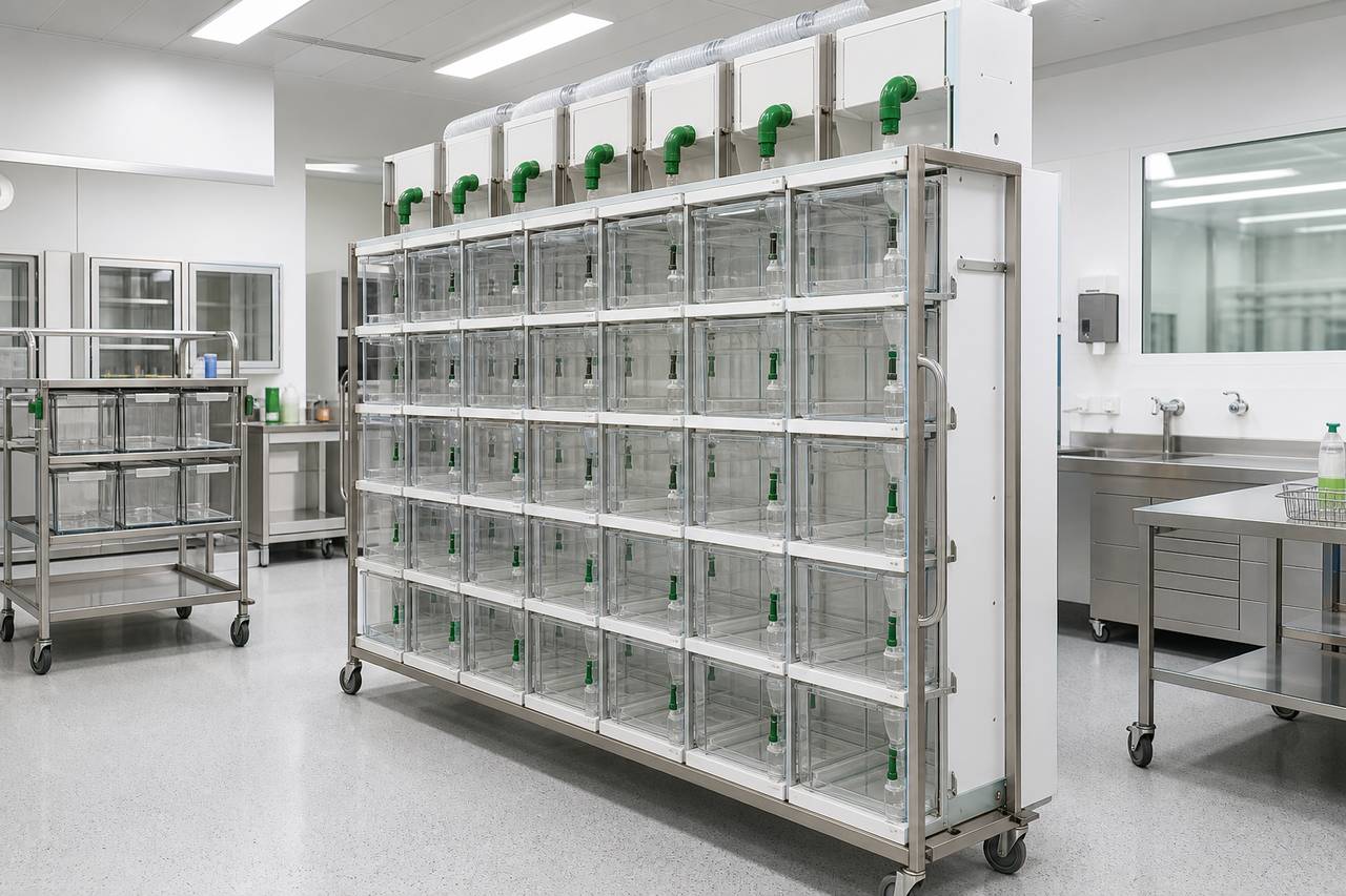 Mouse IVC Housing Cage for Internal Bottle Use overall equipment view