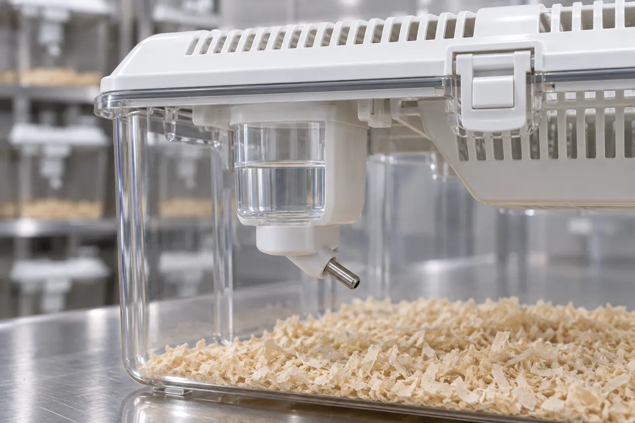 Mouse IVC Housing Cage for Internal Bottle Handling key hardware and interface detail