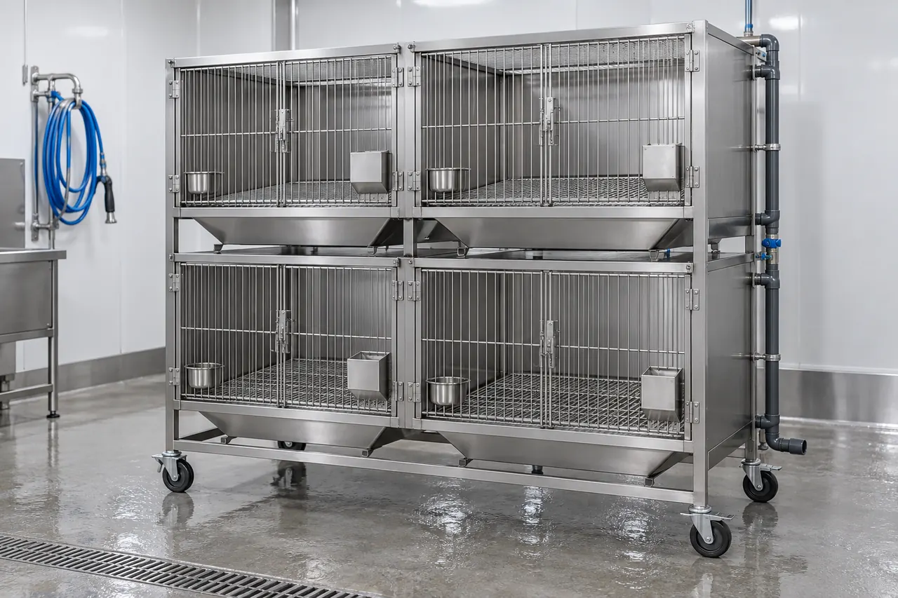 Rabbit Housing Cage for Wash Down Cleaning complete product overview