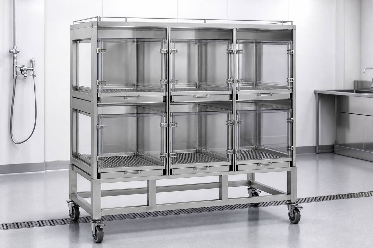 Rabbit Housing Rack for Wash Down Use overall equipment view
