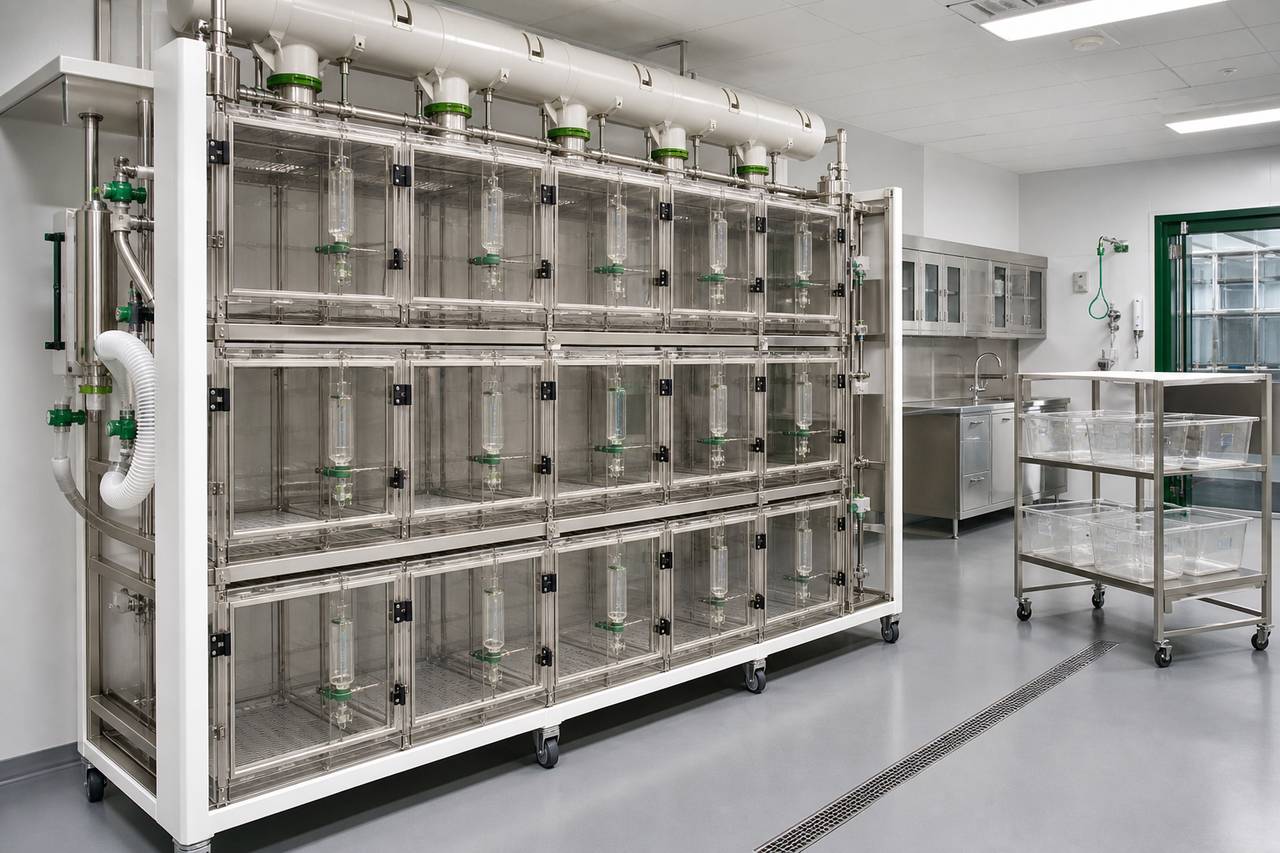 Rabbit IVC Housing Cage for Internal Bottle Use overall equipment view