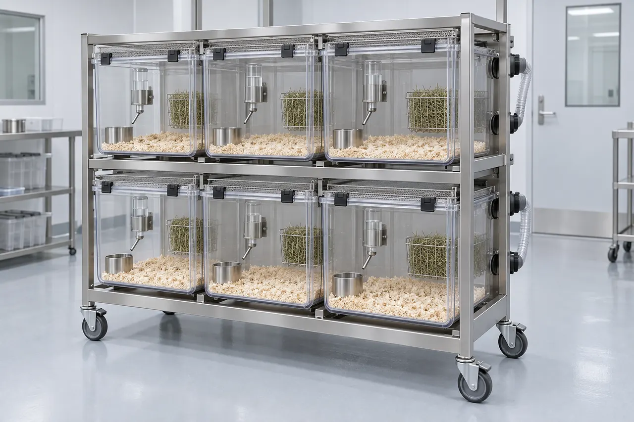 Rabbit IVC Housing Cage for Internal Bottle Handling complete product overview