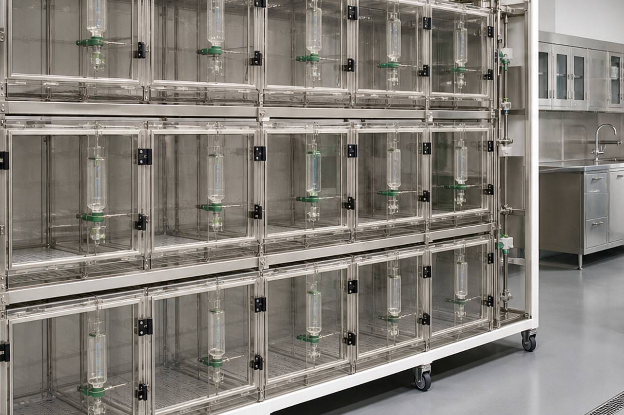Rabbit IVC Housing Cage for Internal Bottle Use configuration and interface detail