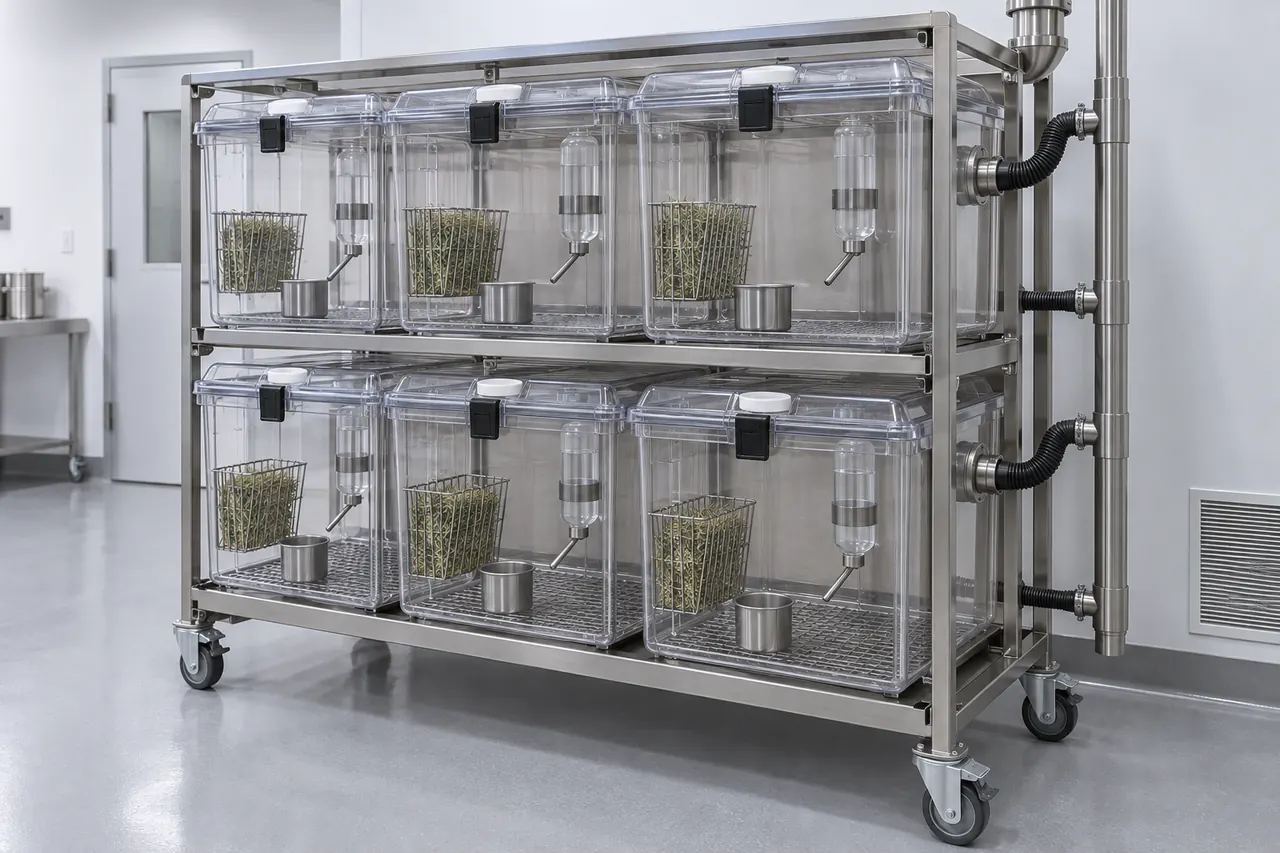 Rabbit IVC Housing Cage for Internal Bottle Handling core structure and configuration view