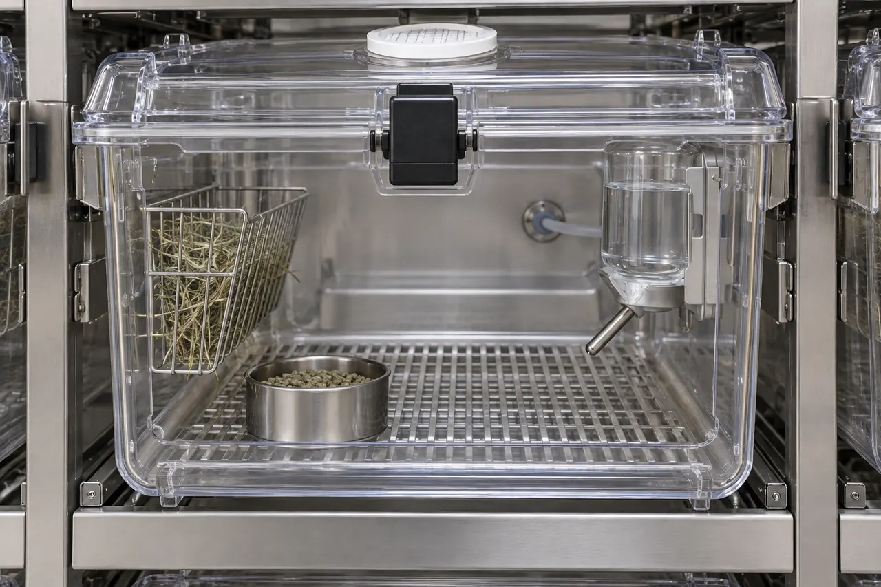 Rabbit IVC Housing Cage for Internal Bottle Handling key hardware and interface detail