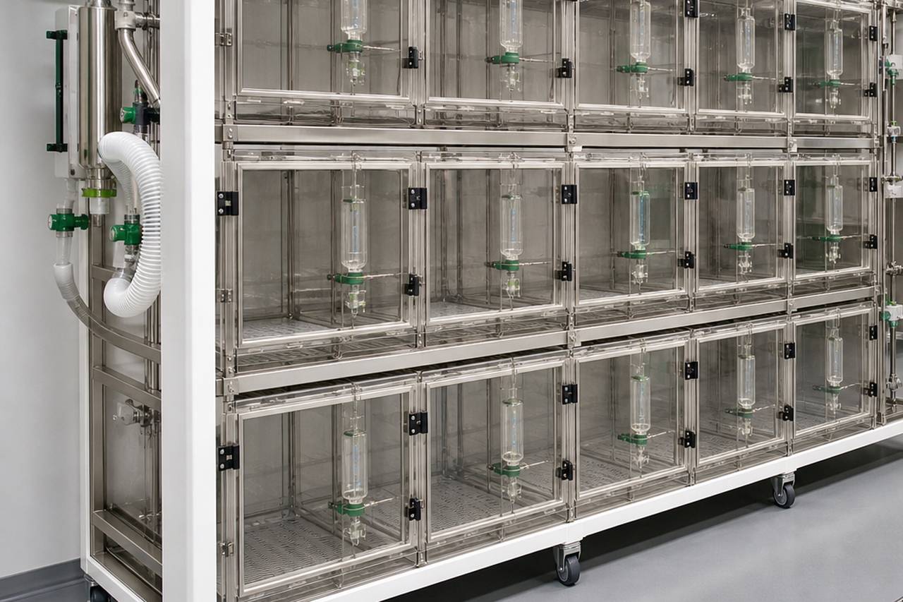 Rabbit IVC Housing Cage for Internal Bottle Use use context