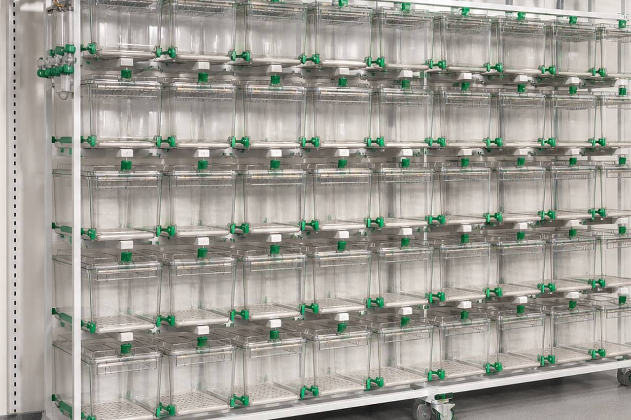 Small Animal IVC Housing Cage configuration and interface detail