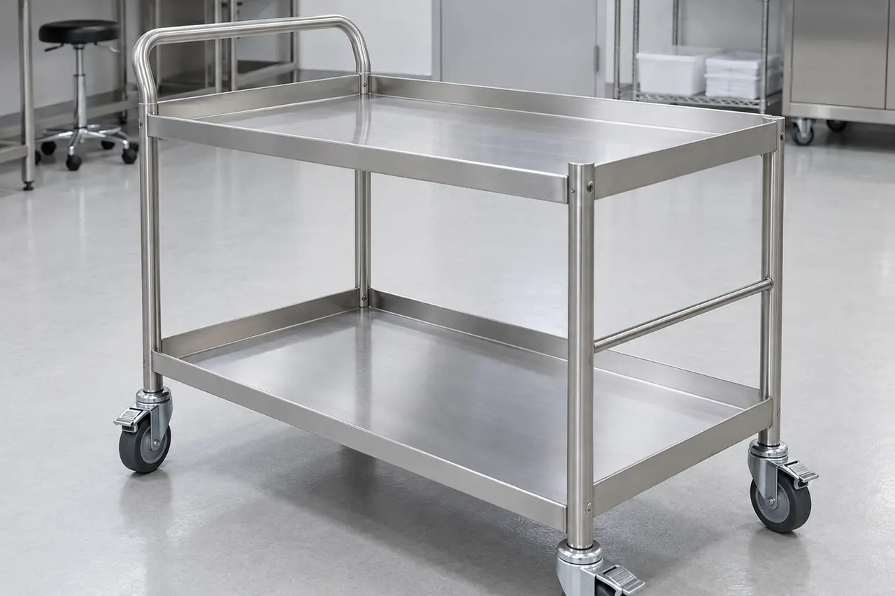 Stainless Steel Two-Tier Work Cart complete product overview