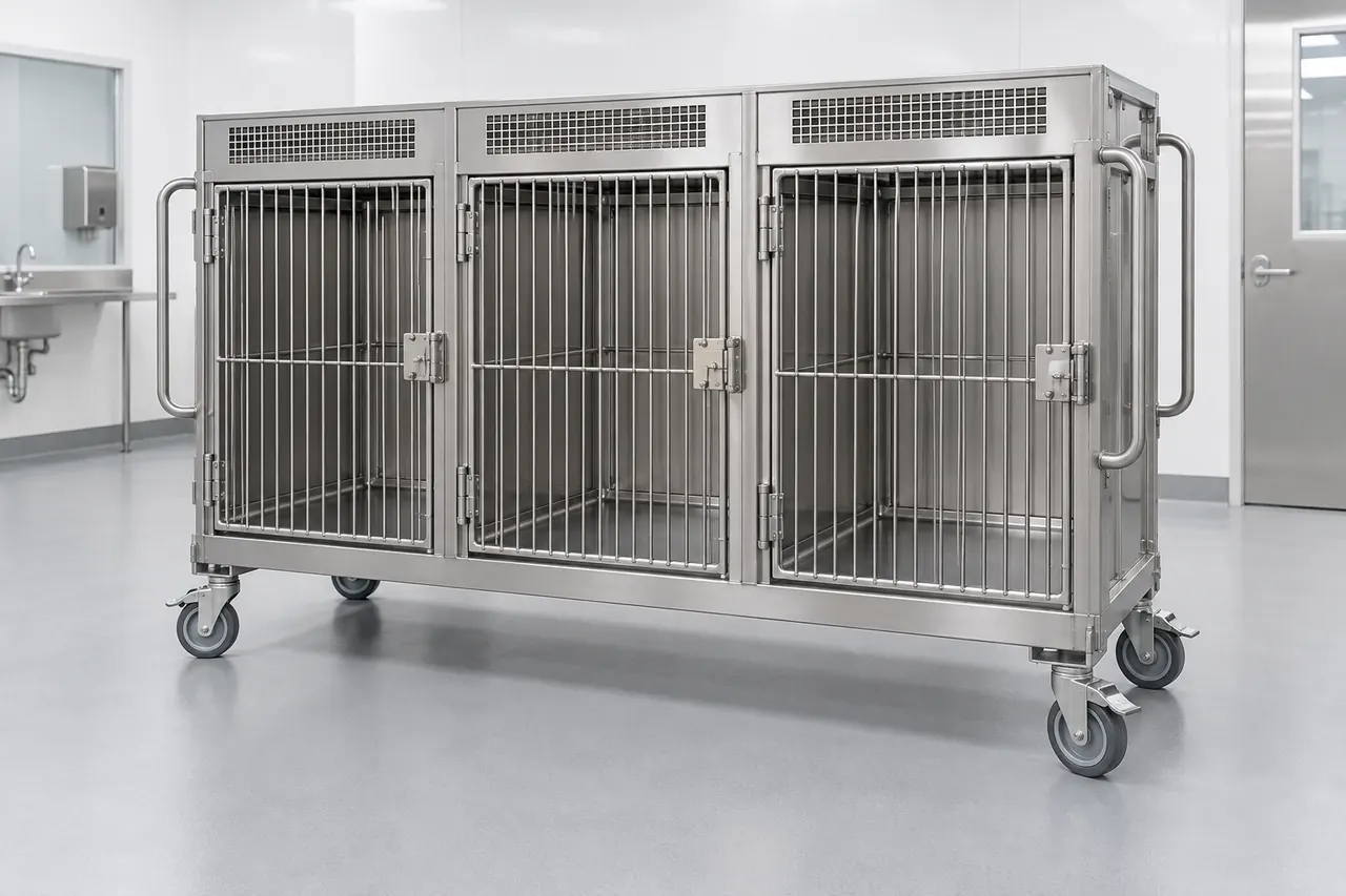 Three Unit Non Human Primate Transfer Cage complete product overview