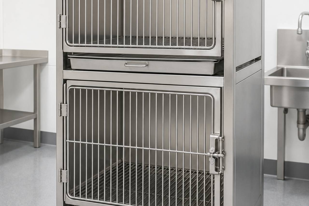 Two Tier Canine Housing Cage overall equipment view