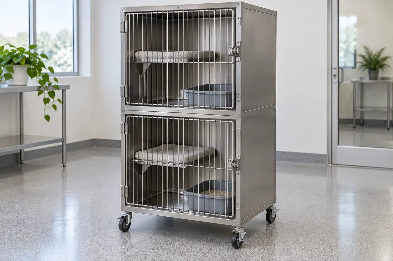 Two Tier Feline Housing Cage complete product overview