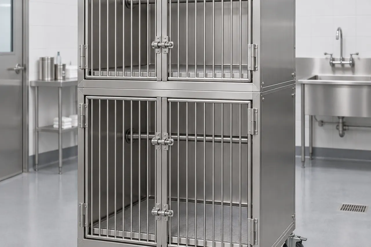 Two Tier Non Human Primate and Canine Housing Cage complete product overview