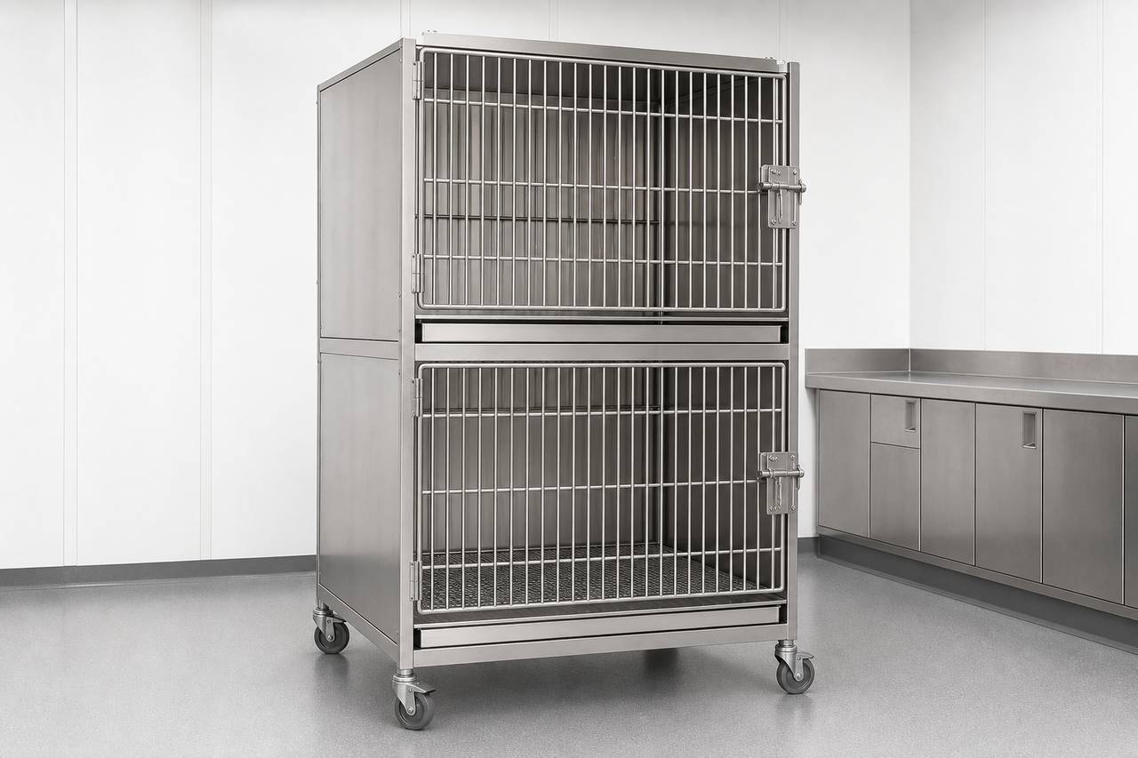 Two Tier Non Human Primate Housing Cage overall equipment view