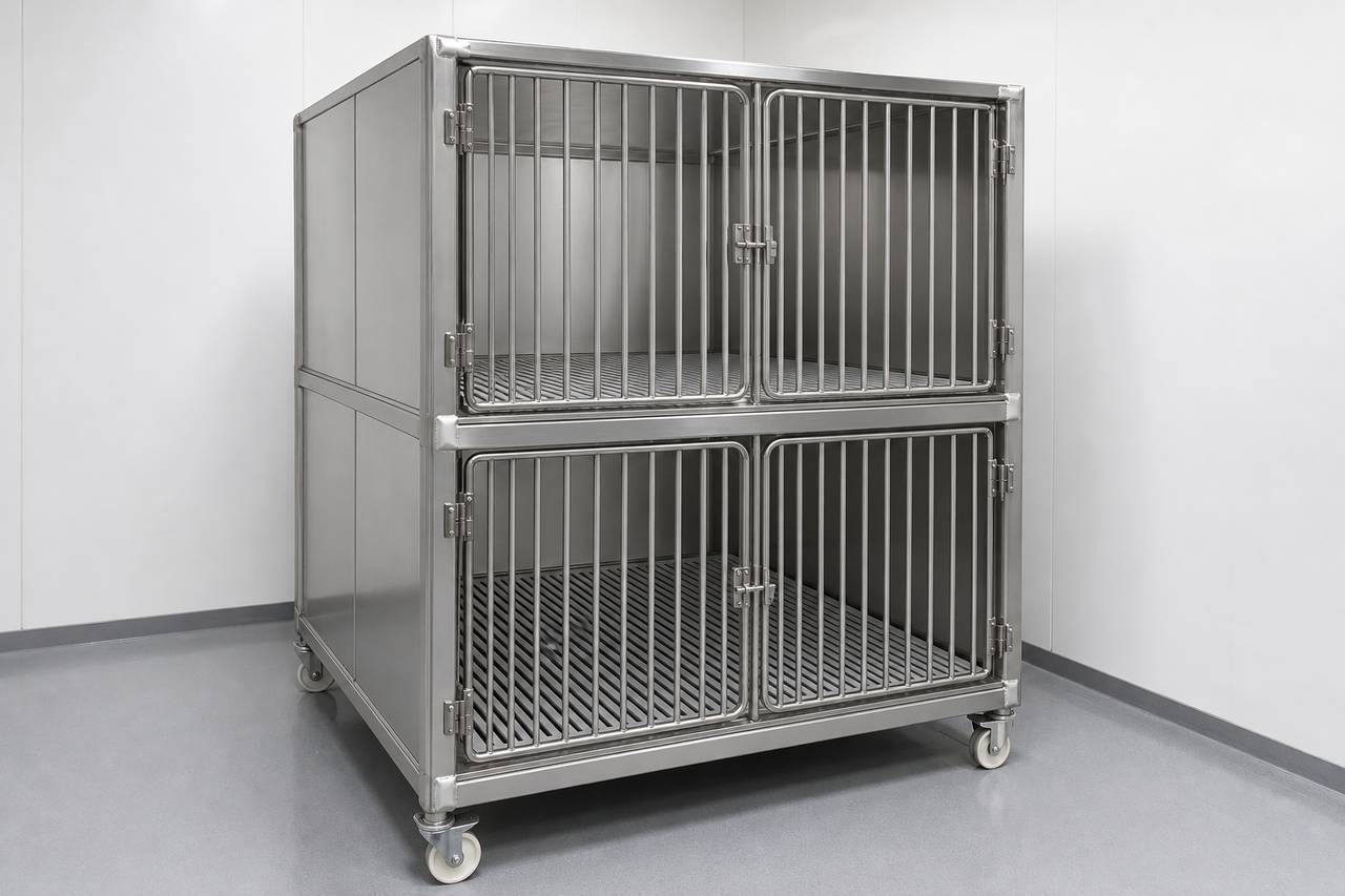 Two Tier Pig Housing Cage overall equipment view